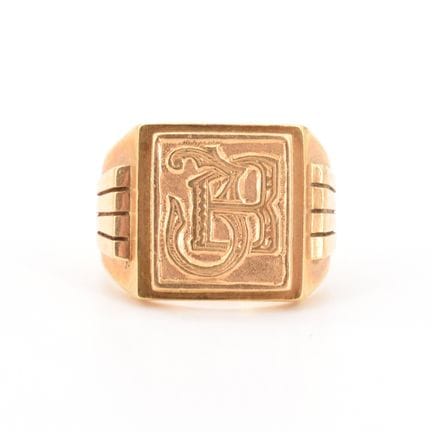 Anillo de sello de oro amarillo de 18 quilates (pe