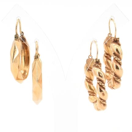 4 pendientes de oro amarillo de 18 quilates (dañad