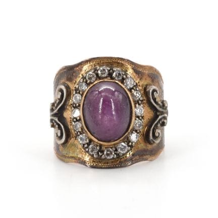 Anillo de oro amarillo de 18 quilates y plata, eng