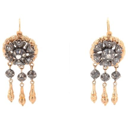 2 boucles d'oreilles en or jaune 14 ct et argent s