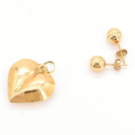 Pendentif et 2 boucles d'oreilles en or 3 couleurs