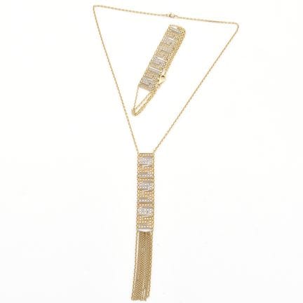 Collier avec pendentif attaché et bracelet en or j