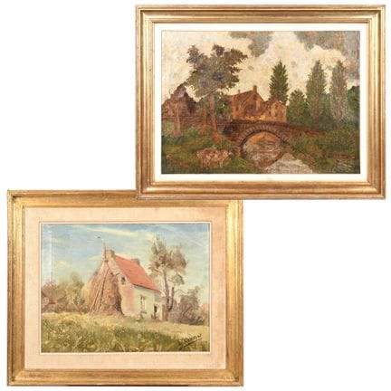 Huile sur toile signée L.Martin: maison de campagn