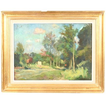 Huile sur panneau signée Georges LEMMERS: "Paysage