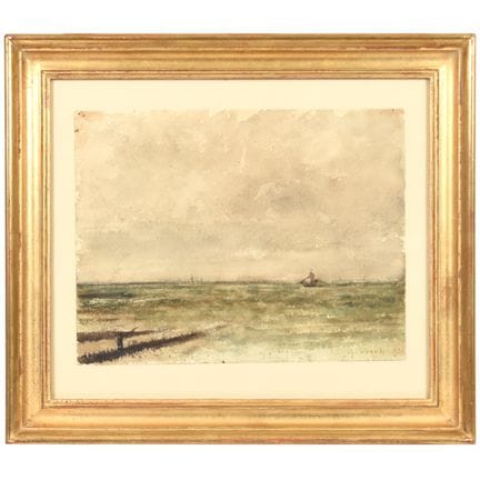 Aquarelle sur papier signée Guillaume VOGELS: mari