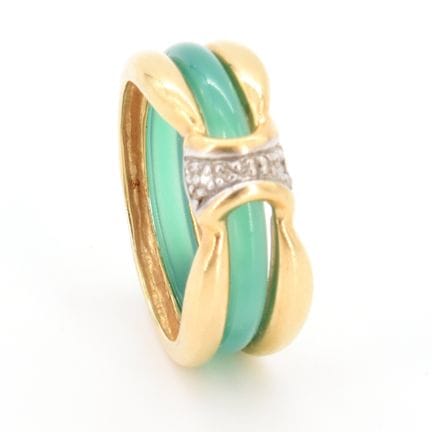 Bague en or jaune et blanc 18 ct sertie de 9 diama