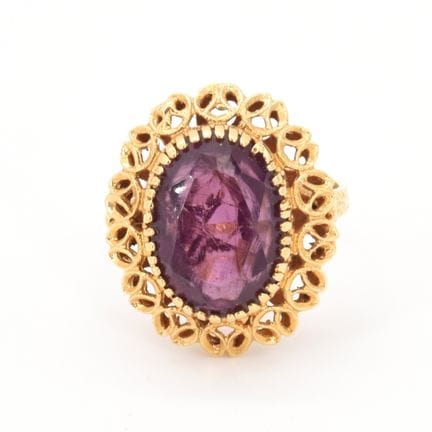 Bague en or jaune 18 ct (pierre de couleur, pierre