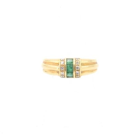 Bague en or jaune 18 ct sertie de 10 brillants +/-