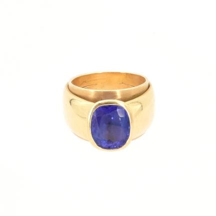 Bague en or jaune 18 ct (tanzanite, pierre légèrem