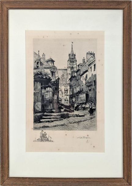 Charles Jean FORGET (1886-1960) 
Vue de rue médiév