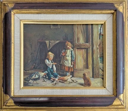 Ecole du XXème siècle
Enfants et animaux
Huile sur