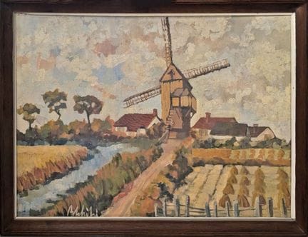 ECOLE DU NORD DU XXe siècle
Paysage au moulin 
Hui