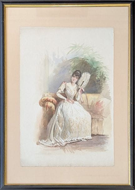 Ecole de la fin du XIXème
Femme à la robe 
Aquarel