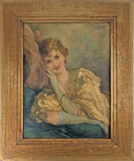 E. VANDERHOUFFE?
Portrait d'élégante
Huile sur pan