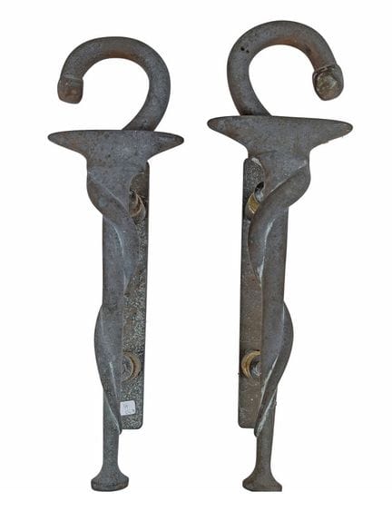 Paire de poignées de portes de pharmacie en bronze