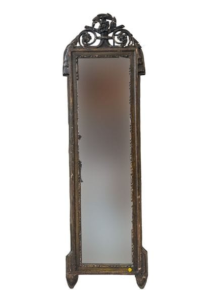 Miroir rectangulaire en bois mouluré et sculpté an