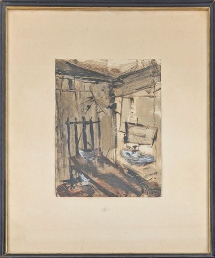 LAPORTE
La chambre
Huile sur papier signée en bas 