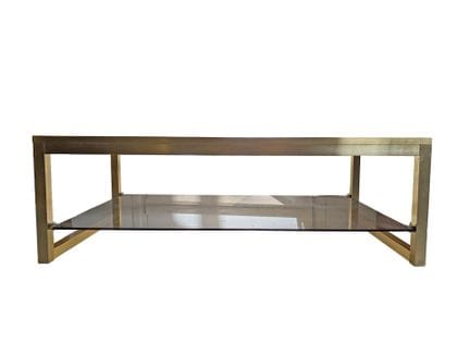 Table basse à double plateau à armature en métal d