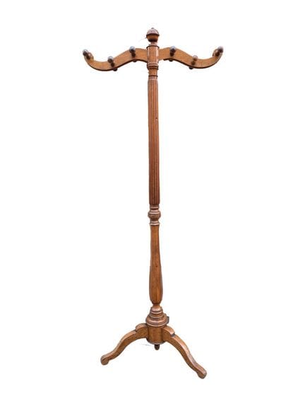 Porte-manteaux en acajou à piétement tripode
