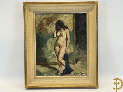 BAES Emile, firmado «Desnudo de pie con paño», óle
