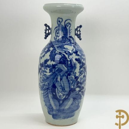 Jarrón de porcelana china con motivos de fénix y f