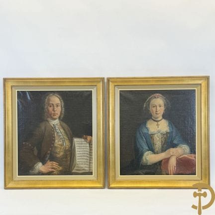 Sin firmar: «Dama con bonitos pendientes» y «Señor
