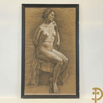 BAES E., firmado «Estudio de una mujer desnuda sen