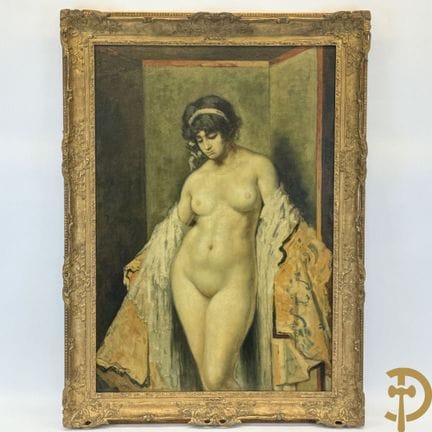 BAES Emile, firmado «Desnudo de pie con capa», óle