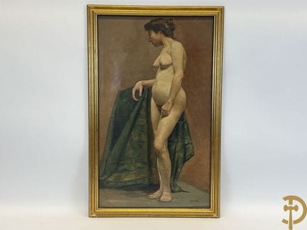 BAES Emile, «Mujer desnuda de pie», óleo sobre lie