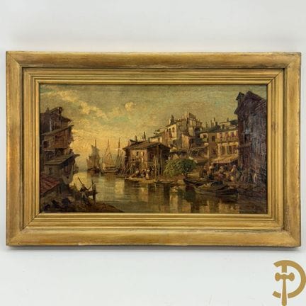Firmado de forma ilegible «Vista animada de Veneci