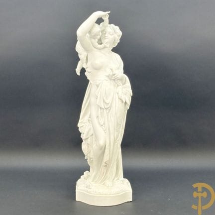 卡里耶·贝勒斯（CARRIER BELLEUSE）签名作品《肩扛丘比特的优雅女士》素烧陶像 | 高 