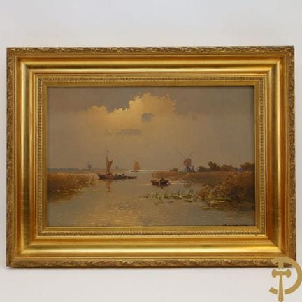 KNIKKER Jan Junior sig. 'Vista holandesa con barco