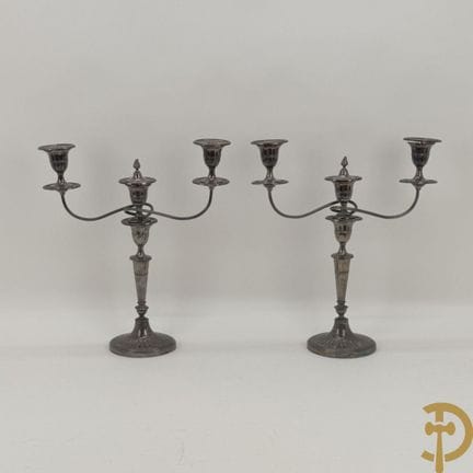 Par de candelabros neoclásicos ingleses de tres br