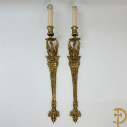 Coppia di applique in rame con colli di cigno | Al