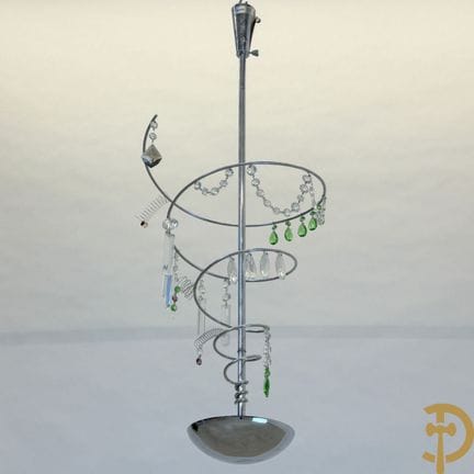 复古镀铬螺旋形吊灯，饰有气泡造型，标有Artemide Milano Torno标志 | 高度120
