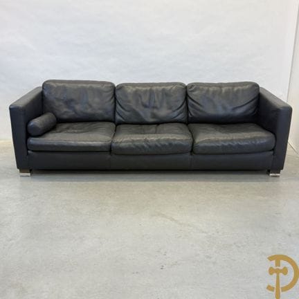 Durlet Black Leather Designer Three-Seater - Heigh