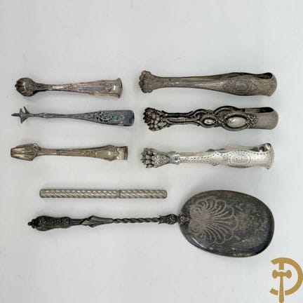 Tre pinze da zucchero in argento massiccio + 3 pin