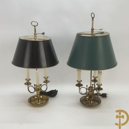 Due lampade bouillotte in rame, 1 con illuminazion