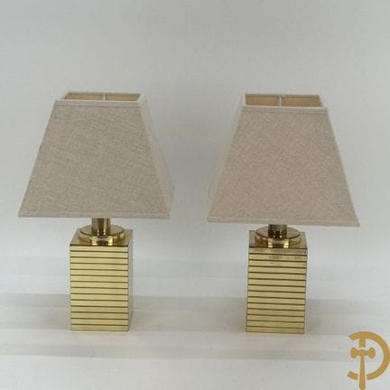Coppia di lampade da terra vintage con base in ram