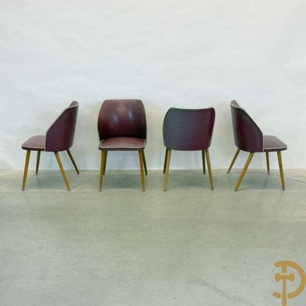 Set di 4 sedie vintage in similpelle con bordino b