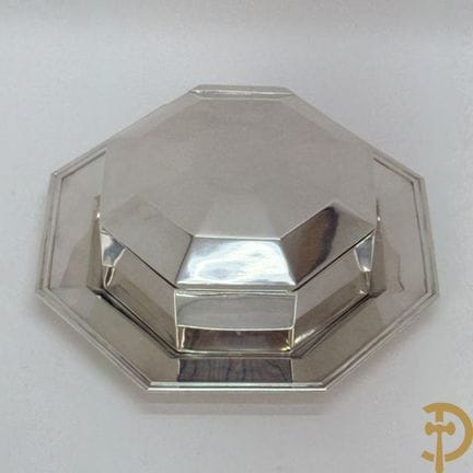Solid silver octagonal folding box with matching i
