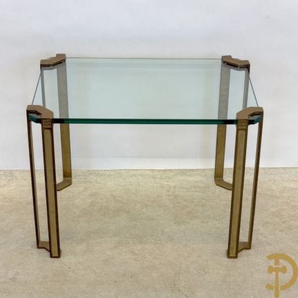 Design-Beistelltisch mit Glasplatte auf 4 Kupferbe