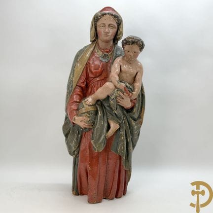 Scultura in legno policromato raffigurante la Mado