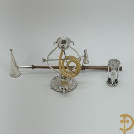 Portavelas de plata maciza con apagavelas + reloj 
