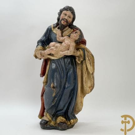 Scultura in legno policromato raffigurante Giusepp