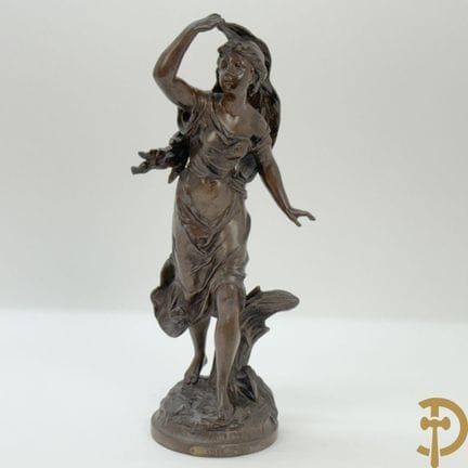 BRUCHON, signiert „L'Orage, Dame mit Fahne“, Zamak