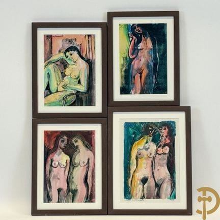 VAN DRIESSCHE Marcel, firmado «Desnudos», 4 piezas