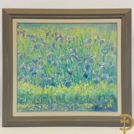 VAN RINTEL, «Campo de flores colorido», óleo sobre