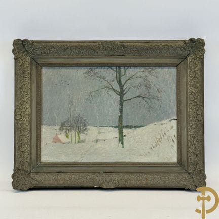 BUYSSE G., signiert „Winters hoevezicht“, Öl auf L
