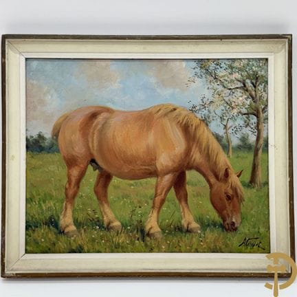 CAULLET A., signiert „Pferd im Obstgarten“, Öl auf